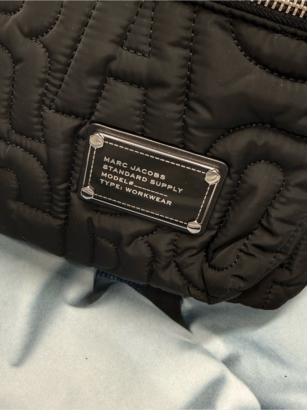 (new+tag) Marc Jacobs Black Quilted Logo Nylon Backpack size 15x11 inch - Picture 2 of 9